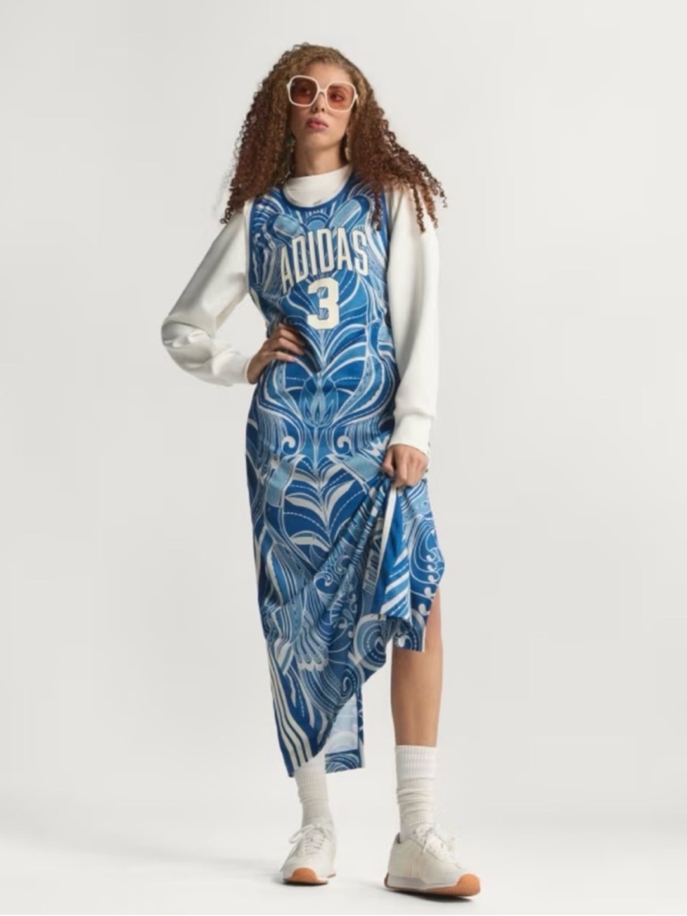 adidas x Farm Rio Floral Blue Printed Sleeveless Maxi Dress Toucans NWT Sz XL - Picture 2 of 13